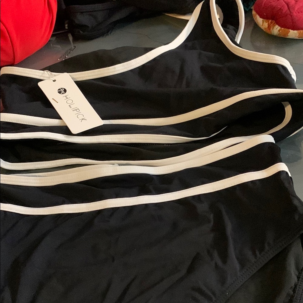 Black and White Women's Swimwear Set